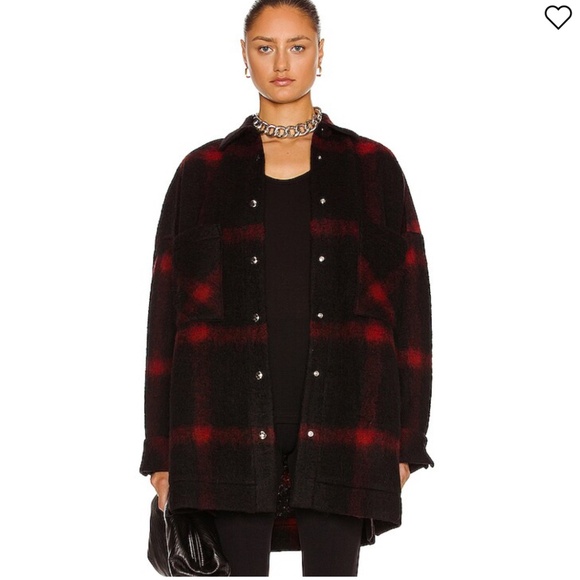 IRO Jackets & Blazers - IRO PARIS EUC Heldens Red Plaid Shacket Shirt Jacket 34